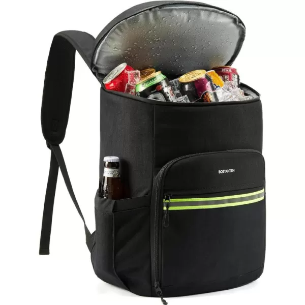 BOSTANTEN Cooler Bag, 30 Cans 20L Collapsible Soft Cooler Bag, Leakproof Beach Cooler Bag Portable Ice Chest with Bottle Opener, Insulated Lunch Bag for Picnic, Beach, Camping, Travel, Work, Black
