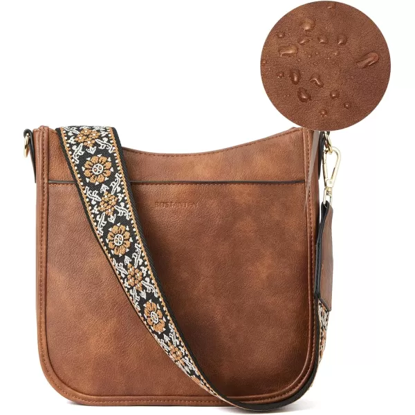 BOSTANTEN Crossbody Bags for Women Trendy Vegan Leather Hobo Purses Shoulder Handbags Wallet Set With Wide Shoulder Strap