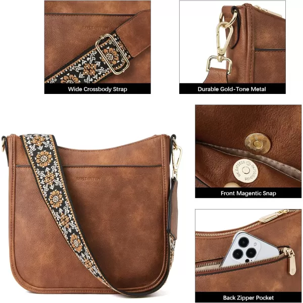 BOSTANTEN Crossbody Bags for Women Trendy Vegan Leather Hobo Purses Shoulder Handbags Wallet Set With Wide Shoulder Strap