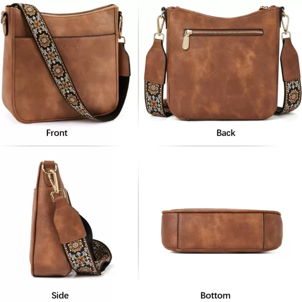 BOSTANTEN Crossbody Bags for Women Trendy Vegan Leather Hobo Purses Shoulder Handbags Wallet Set With Wide Shoulder Strap