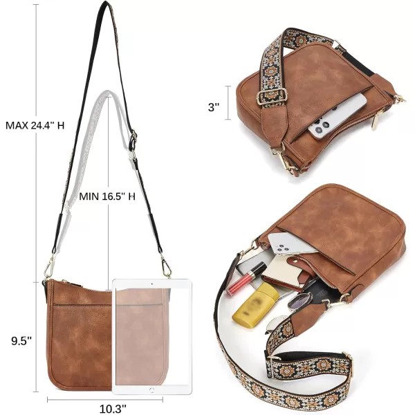 BOSTANTEN Crossbody Bags for Women Trendy Vegan Leather Hobo Purses Shoulder Handbags Wallet Set With Wide Shoulder Strap