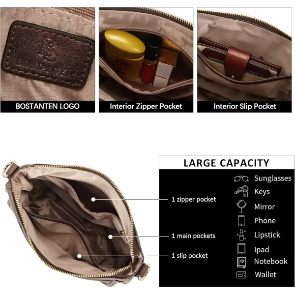 BOSTANTEN Crossbody Bags for Women Trendy Vegan Leather Hobo Purses Shoulder Handbags Wallet Set With Wide Shoulder Strap