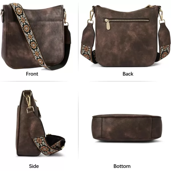 BOSTANTEN Crossbody Bags for Women Trendy Vegan Leather Hobo Purses Shoulder Handbags Wallet Set With Wide Shoulder Strap