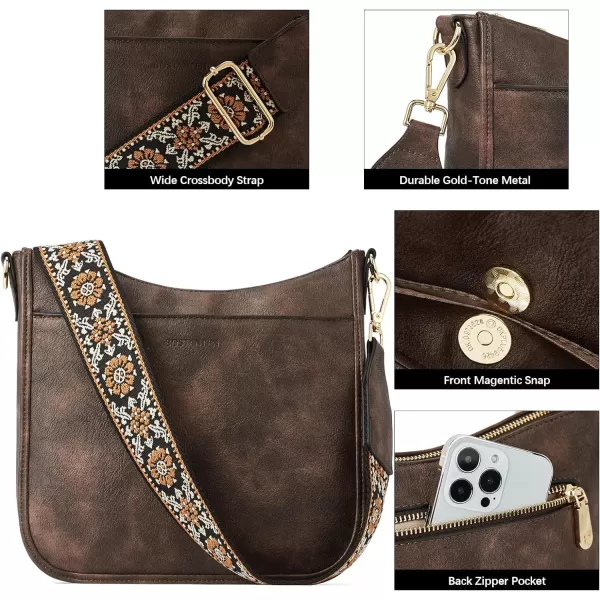 BOSTANTEN Crossbody Bags for Women Trendy Vegan Leather Hobo Purses Shoulder Handbags Wallet Set With Wide Shoulder Strap