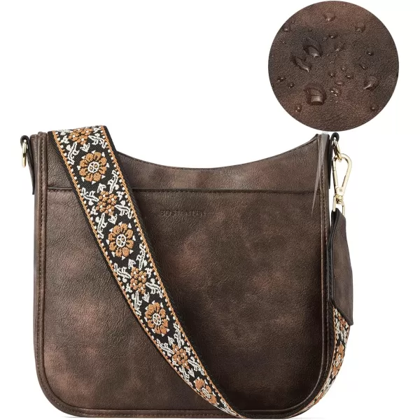 BOSTANTEN Crossbody Bags for Women Trendy Vegan Leather Hobo Purses Shoulder Handbags Wallet Set With Wide Shoulder Strap