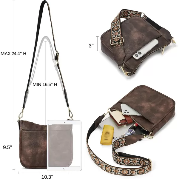 BOSTANTEN Crossbody Bags for Women Trendy Vegan Leather Hobo Purses Shoulder Handbags Wallet Set With Wide Shoulder Strap