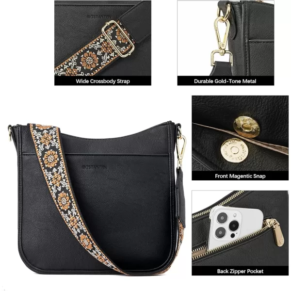 BOSTANTEN Crossbody Bags for Women Trendy Vegan Leather Hobo Purses Shoulder Handbags Wallet Set With Wide Shoulder Strap