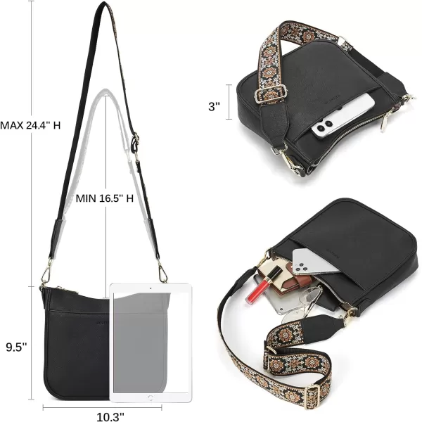 BOSTANTEN Crossbody Bags for Women Trendy Vegan Leather Hobo Purses Shoulder Handbags Wallet Set With Wide Shoulder Strap