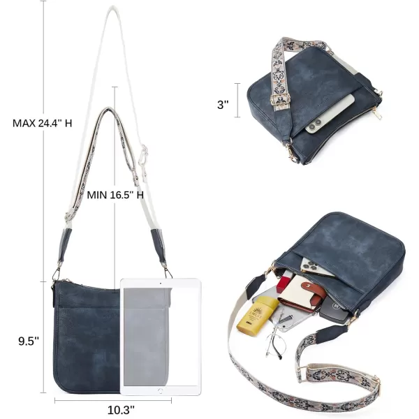 BOSTANTEN Crossbody Bags for Women Trendy Vegan Leather Hobo Purses Shoulder Handbags Wallet Set With Wide Shoulder Strap