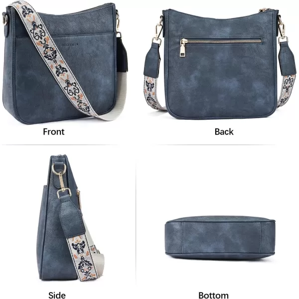 BOSTANTEN Crossbody Bags for Women Trendy Vegan Leather Hobo Purses Shoulder Handbags Wallet Set With Wide Shoulder Strap
