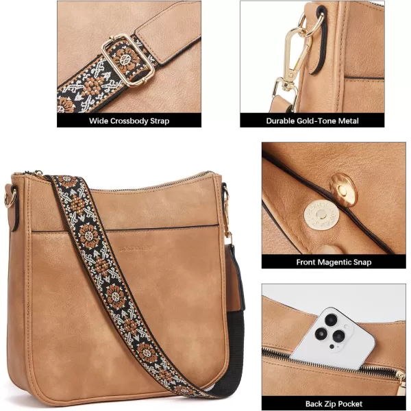 BOSTANTEN Crossbody Bags for Women Trendy Vegan Leather Hobo Purses Shoulder Handbags Wallet Set With Wide Shoulder Strap