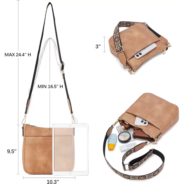 BOSTANTEN Crossbody Bags for Women Trendy Vegan Leather Hobo Purses Shoulder Handbags Wallet Set With Wide Shoulder Strap