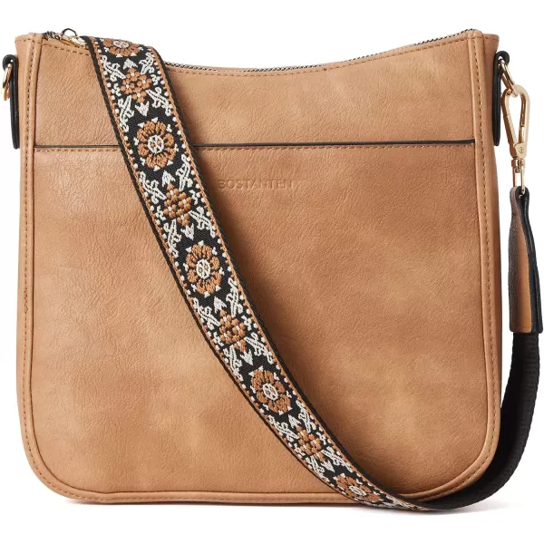 BOSTANTEN Crossbody Bags for Women Trendy Vegan Leather Hobo Purses Shoulder Handbags Wallet Set With Wide Shoulder Strap