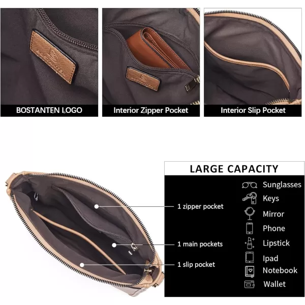 BOSTANTEN Crossbody Bags for Women Trendy Vegan Leather Hobo Purses Shoulder Handbags Wallet Set With Wide Shoulder Strap