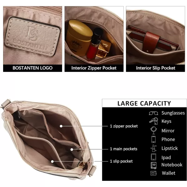 BOSTANTEN Crossbody Bags for Women Trendy Vegan Leather Hobo Purses Shoulder Handbags Wallet Set With Wide Shoulder Strap
