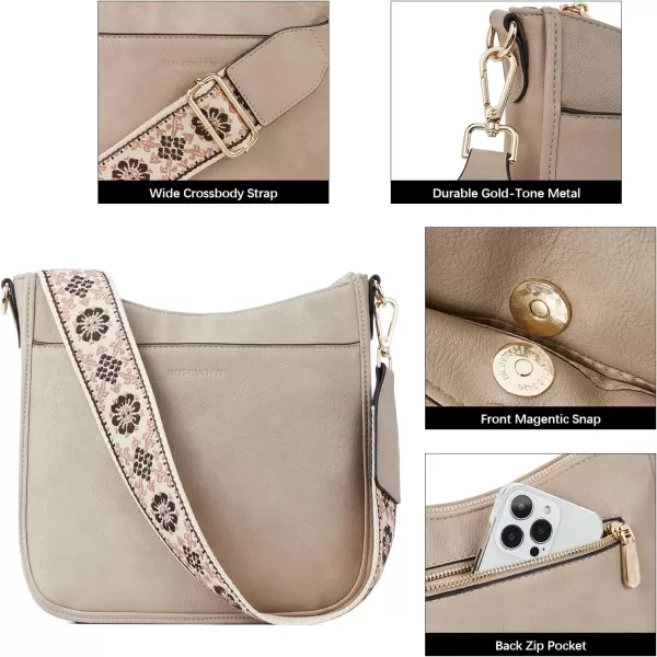 BOSTANTEN Crossbody Bags for Women Trendy Vegan Leather Hobo Purses Shoulder Handbags Wallet Set With Wide Shoulder Strap