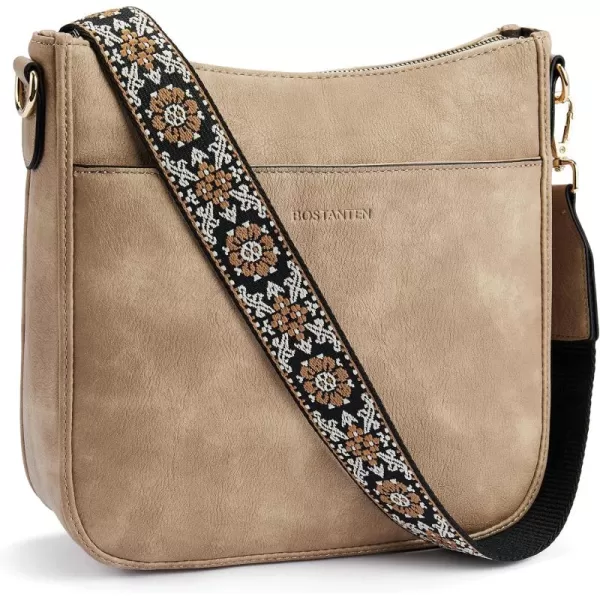 BOSTANTEN Crossbody Bags for Women Trendy Vegan Leather Hobo Purses Shoulder Handbags Wallet Set With Wide Shoulder Strap