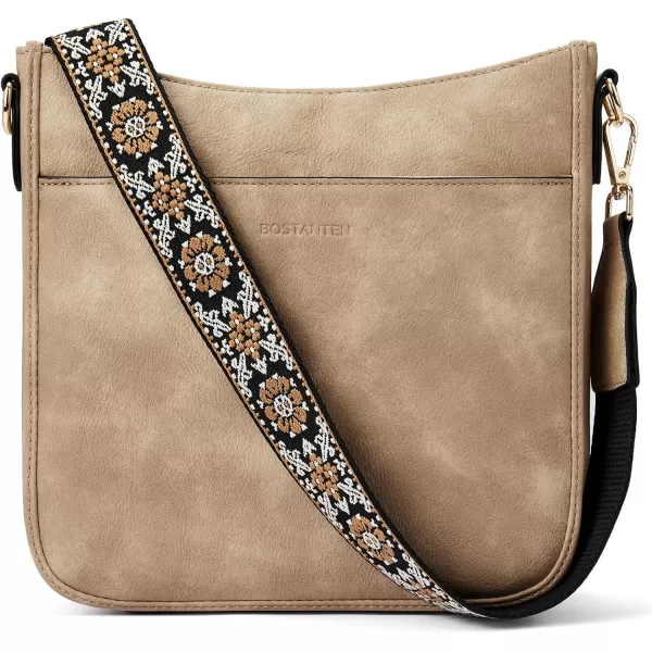 BOSTANTEN Crossbody Bags for Women Trendy Vegan Leather Hobo Purses Shoulder Handbags Wallet Set With Wide Shoulder Strap
