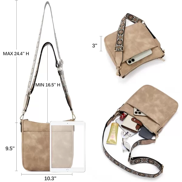 BOSTANTEN Crossbody Bags for Women Trendy Vegan Leather Hobo Purses Shoulder Handbags Wallet Set With Wide Shoulder Strap