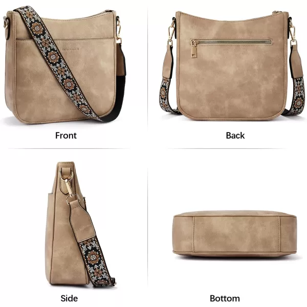 BOSTANTEN Crossbody Bags for Women Trendy Vegan Leather Hobo Purses Shoulder Handbags Wallet Set With Wide Shoulder Strap