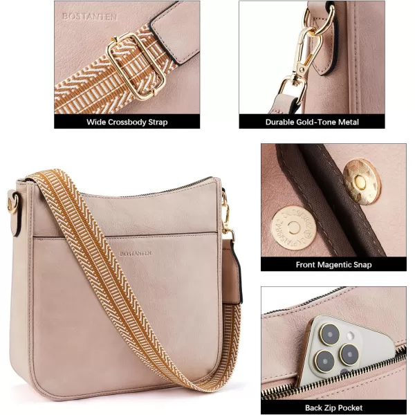 BOSTANTEN Crossbody Bags for Women Trendy Vegan Leather Hobo Purses Shoulder Handbags Wallet Set With Wide Shoulder Strap