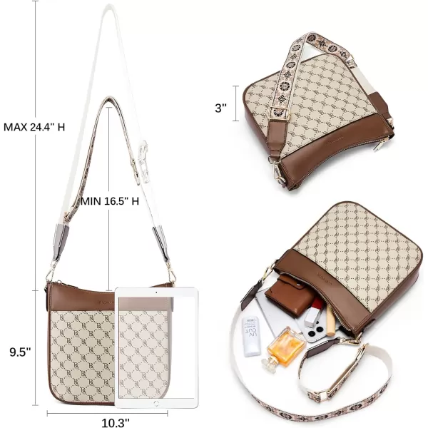 BOSTANTEN Crossbody Bags for Women Trendy Vegan Leather Hobo Purses Shoulder Handbags Wallet Set With Wide Shoulder Strap