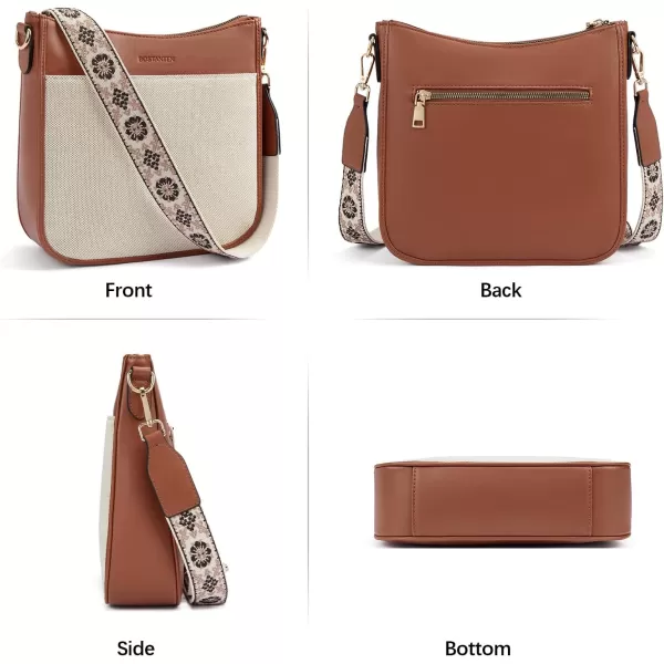 BOSTANTEN Crossbody Bags for Women Trendy Vegan Leather Hobo Purses Shoulder Handbags Wallet Set With Wide Shoulder Strap