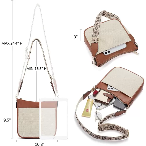 BOSTANTEN Crossbody Bags for Women Trendy Vegan Leather Hobo Purses Shoulder Handbags Wallet Set With Wide Shoulder Strap