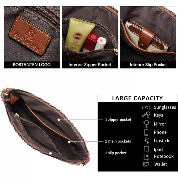 BOSTANTEN Crossbody Bags for Women Trendy Vegan Leather Hobo Purses Shoulder Handbags Wallet Set With Wide Shoulder Strap