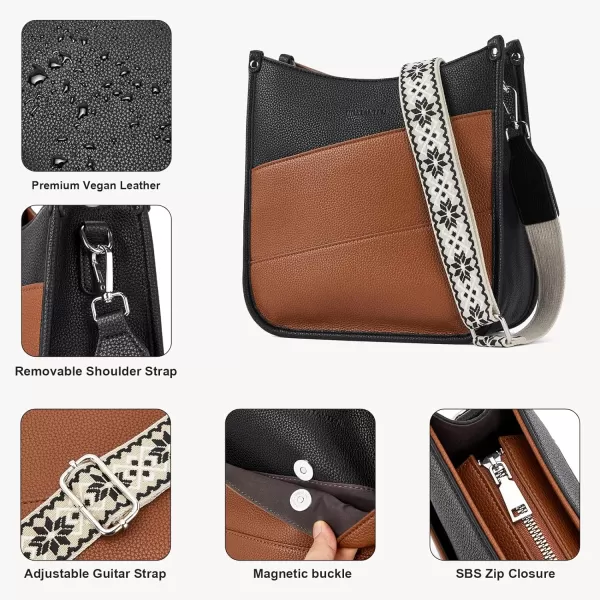 BOSTANTEN Crossbody Bags for Women Trendy Vegan Leather Hobo Purses Shoulder Handbags Wallet Set With Wide Shoulder Strap