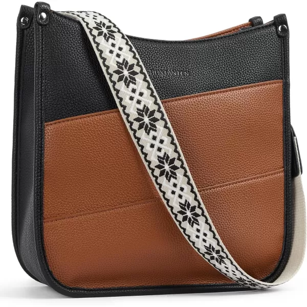 BOSTANTEN Crossbody Bags for Women Trendy Vegan Leather Hobo Purses Shoulder Handbags Wallet Set With Wide Shoulder Strap