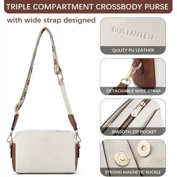 BOSTANTEN Crossbody Purses for Women Vegan Leather Triple Designed Crossbody Handbags Shoulder Bag with Wide Strap