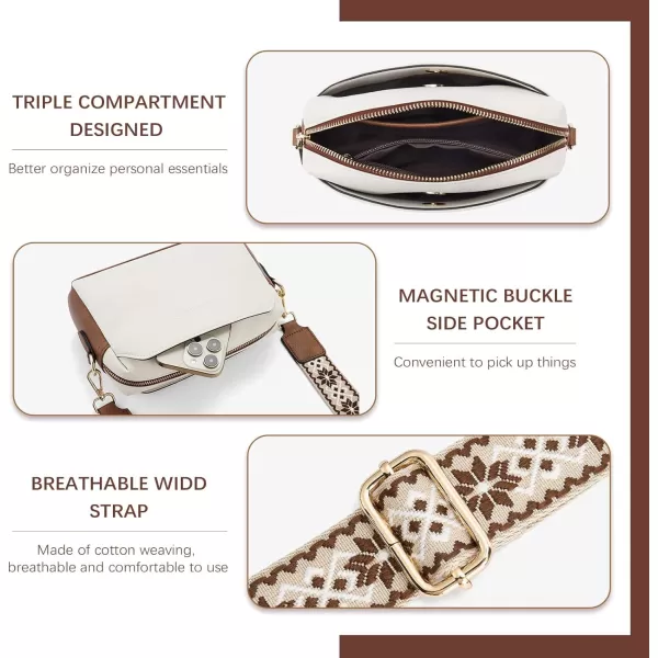 BOSTANTEN Crossbody Purses for Women Vegan Leather Triple Designed Crossbody Handbags Shoulder Bag with Wide Strap