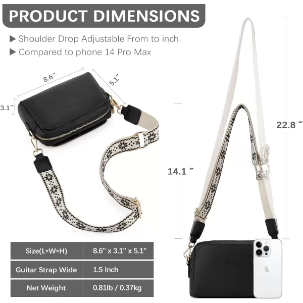 BOSTANTEN Crossbody Purses for Women Vegan Leather Triple Designed Crossbody Handbags Shoulder Bag with Wide Strap