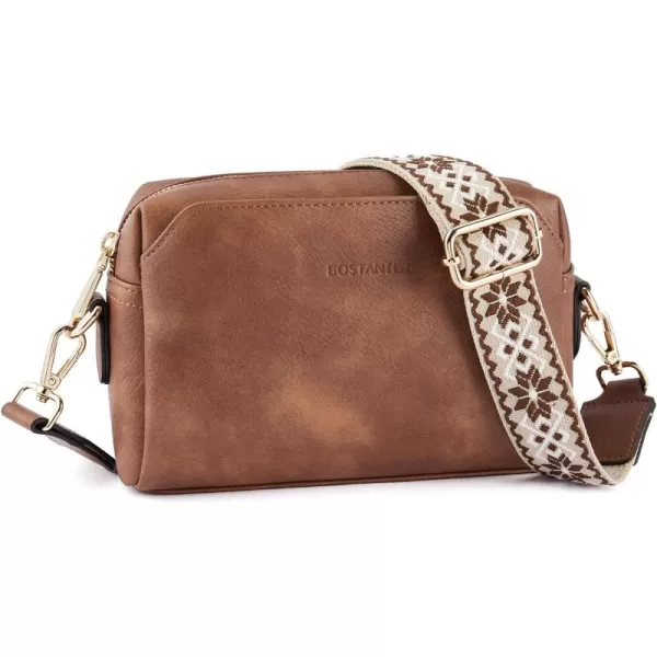 BOSTANTEN Crossbody Purses for Women Vegan Leather Triple Designed Crossbody Handbags Shoulder Bag with Wide Strap