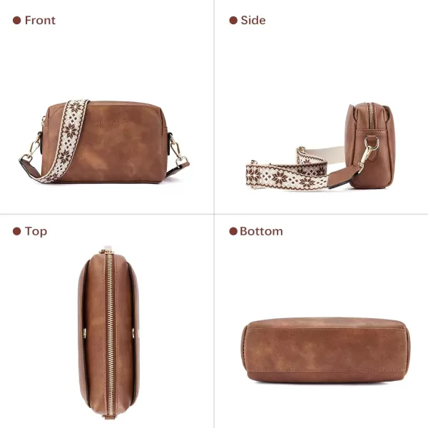 BOSTANTEN Crossbody Purses for Women Vegan Leather Triple Designed Crossbody Handbags Shoulder Bag with Wide Strap