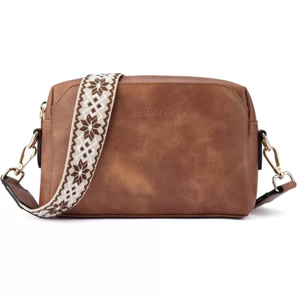 BOSTANTEN Crossbody Purses for Women Vegan Leather Triple Designed Crossbody Handbags Shoulder Bag with Wide Strap