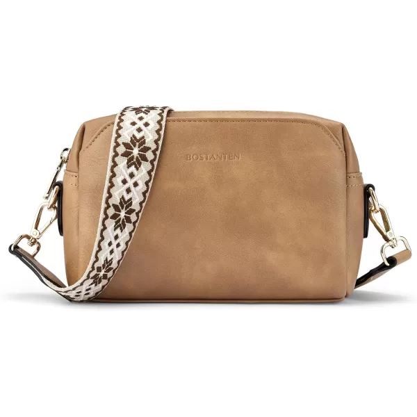 BOSTANTEN Crossbody Purses for Women Vegan Leather Triple Designed Crossbody Handbags Shoulder Bag with Wide Strap