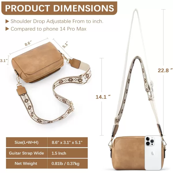 BOSTANTEN Crossbody Purses for Women Vegan Leather Triple Designed Crossbody Handbags Shoulder Bag with Wide Strap