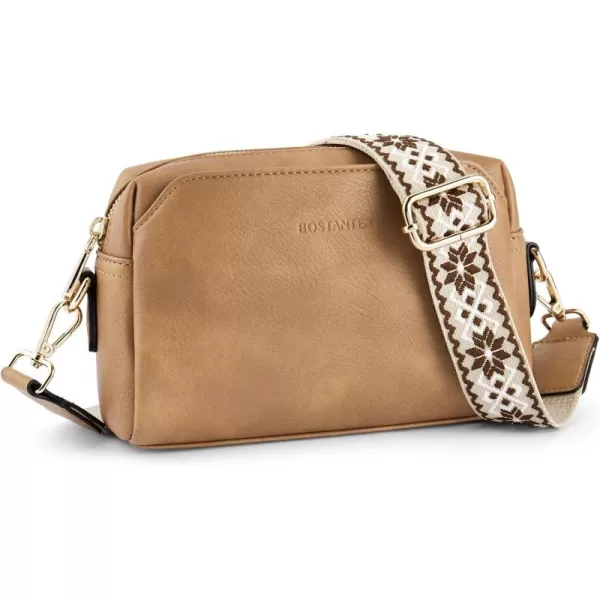 BOSTANTEN Crossbody Purses for Women Vegan Leather Triple Designed Crossbody Handbags Shoulder Bag with Wide Strap