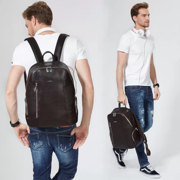 BOSTANTEN Leather Backpack Business Laptop Travel Camping Shoulder Bag Gym Sports Bags for Men