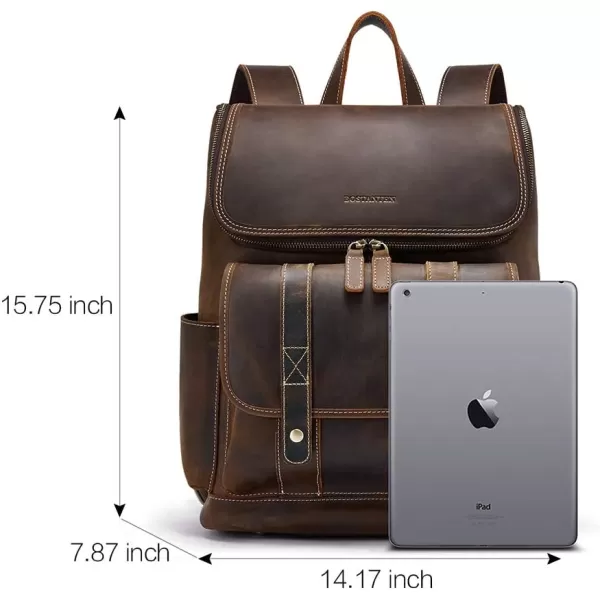 BOSTANTEN Leather Backpack for Men 15.6 inch Laptop Backpack Vintage Travel Office Bag Large Capacity Shoulder Bag
