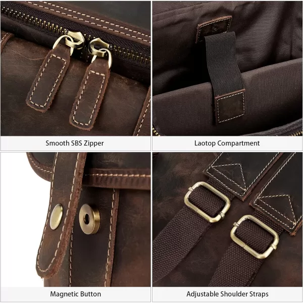 BOSTANTEN Leather Backpack for Men 15.6 inch Laptop Backpack Vintage Travel Office Bag Large Capacity Shoulder Bag
