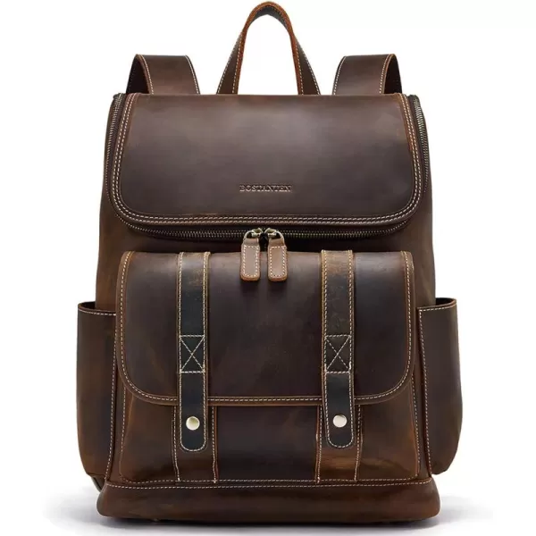 BOSTANTEN Leather Backpack for Men 15.6 inch Laptop Backpack Vintage Travel Office Bag Large Capacity Shoulder Bag
