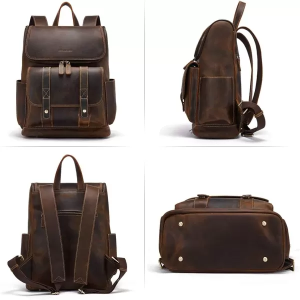 BOSTANTEN Leather Backpack for Men 15.6 inch Laptop Backpack Vintage Travel Office Bag Large Capacity Shoulder Bag