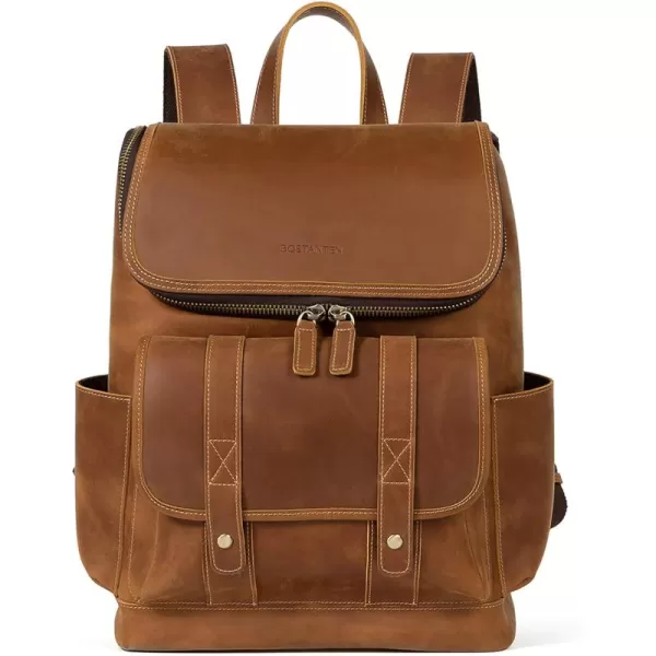 BOSTANTEN Leather Backpack for Men 15.6 inch Laptop Backpack Vintage Travel Office Bag Large Capacity Shoulder Bag