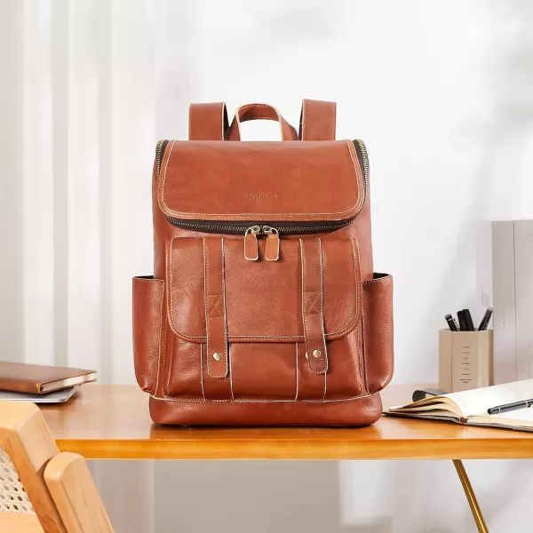 BOSTANTEN Leather Backpack for Men 15.6 inch Laptop Backpack Vintage Travel Office Bag Large Capacity Shoulder Bag