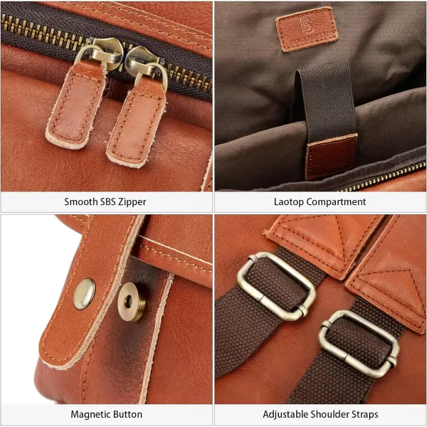BOSTANTEN Leather Backpack for Men 15.6 inch Laptop Backpack Vintage Travel Office Bag Large Capacity Shoulder Bag