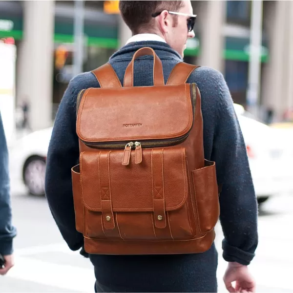 BOSTANTEN Leather Backpack for Men 15.6 inch Laptop Backpack Vintage Travel Office Bag Large Capacity Shoulder Bag