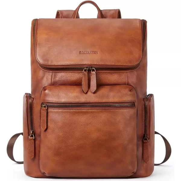 BOSTANTEN Leather Backpack for Men 15.6 inch Laptop Backpack Vintage Travel Office Bag Large Capacity Shoulder Bag